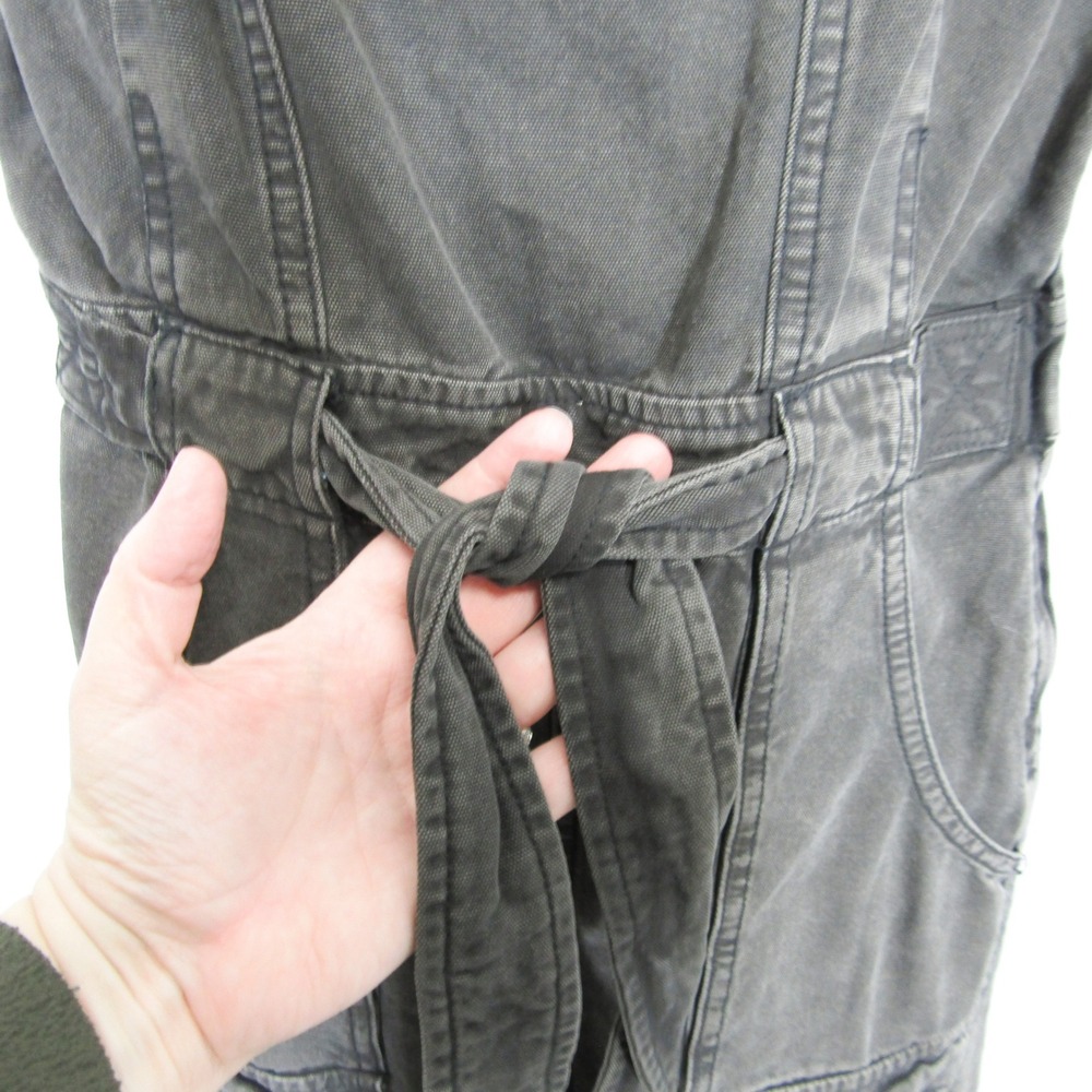 Free People Go West Utility Jumpsuit Washed Black Grey Size S Cutout Back Tie - Picture 9 of 16